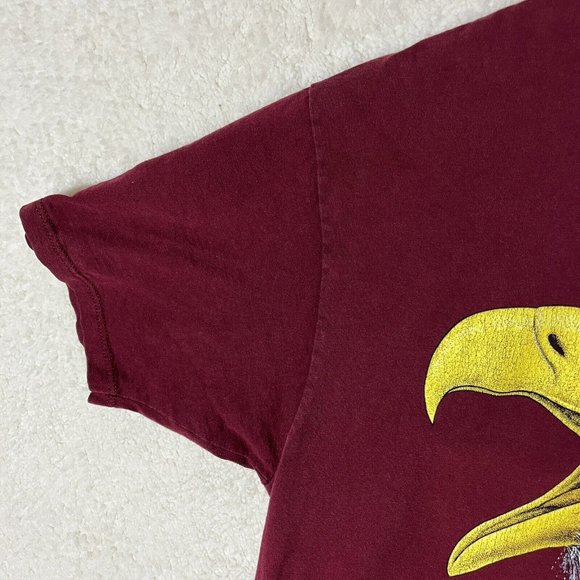Vintage Bald Eagle T-Shirt Mens XL Jerzees Made In USA Maroon Graphic Logo - Picture 5 of 11